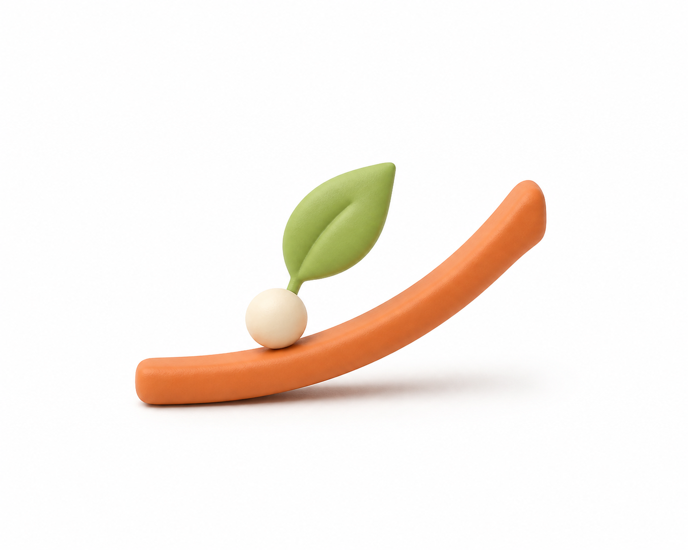 A ceramic rising trend line with a small sage leaf — a plan adapting gently.